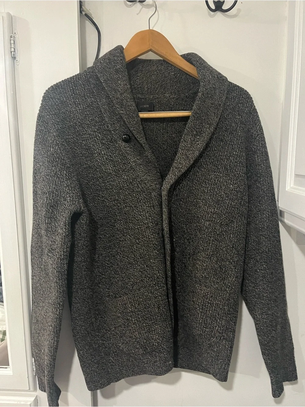 J. Crew Gray Shawl Collar Cardigan 100% Lambswool